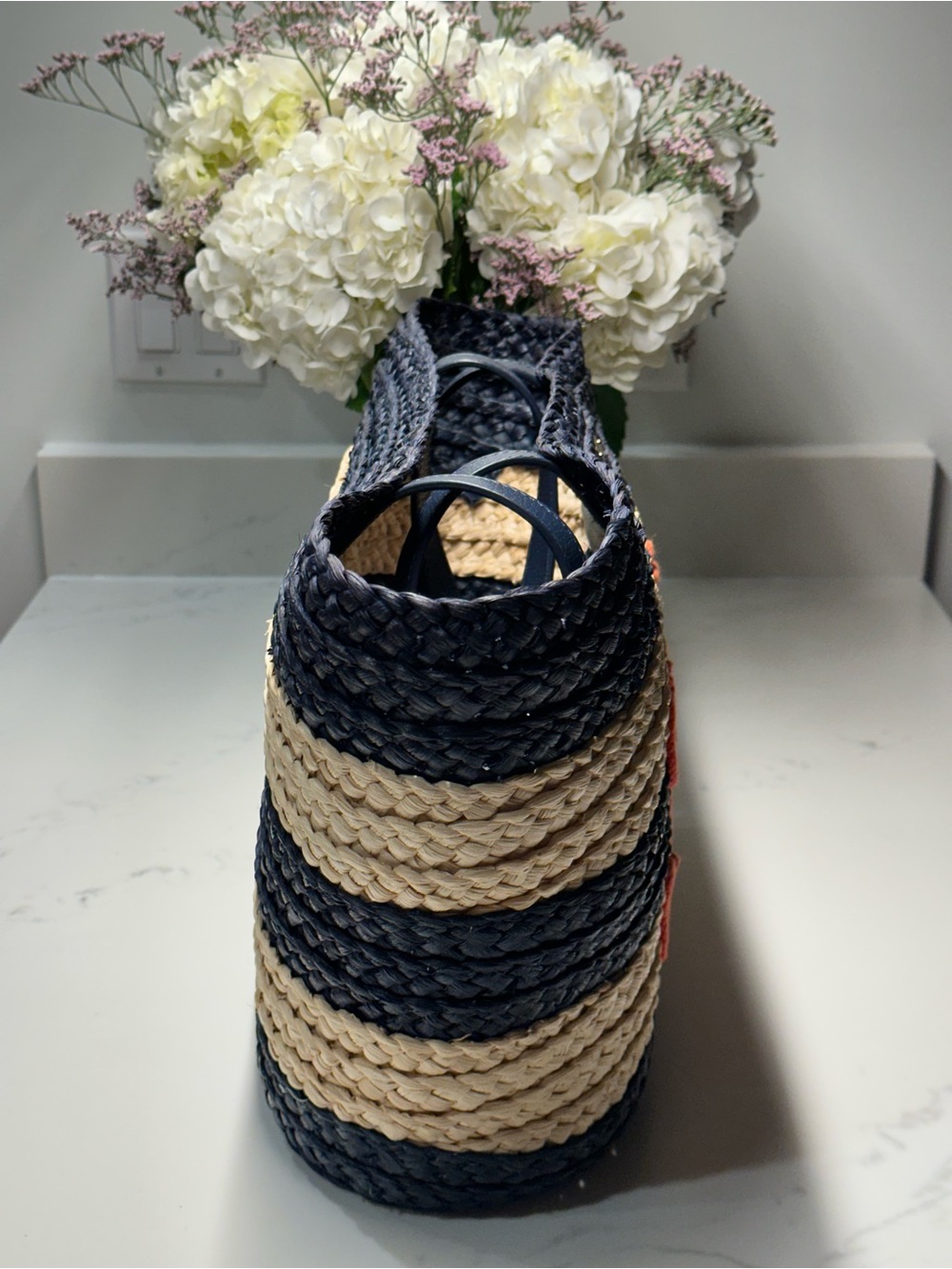 kate spade Shore Thing Navy, Natural & Red 'Out and About' Striped Straw Tote - Picture 5 of 16